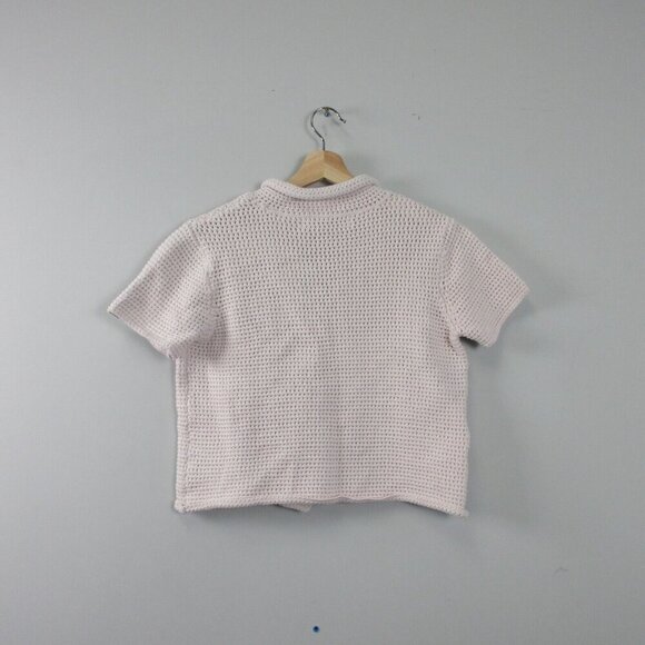 Free People FP Beach Summer Breeze Women's Crochet Top M Pink Button Crop 386 - Picture 2 of 10